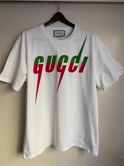 gucci t shirt wit met groen en rood|gucci jersey t shirt.